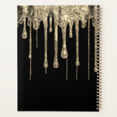 Gepersonaliseerde Zwart Roze Glitter Monogram Naam Planner (Achterkant)