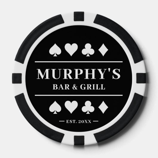 Gepersonaliseerde zwart-wit aangepaste naam Casino Poker Chips (Voorkant)
