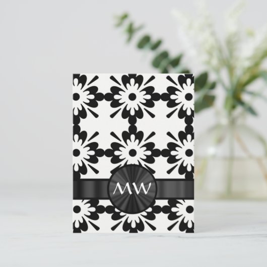 Gepersonaliseerde zwart-wit abstract briefkaart (Staand voorkant)