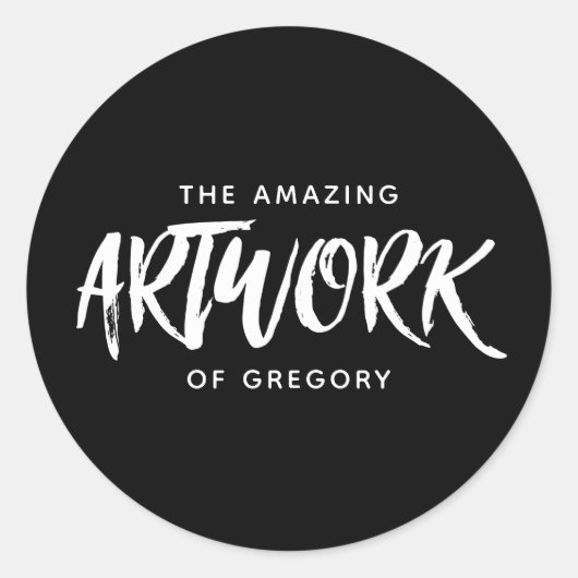 Gepersonaliseerde zwart wit artiest artwork Sticke Ronde Sticker (Voorkant)