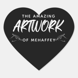 Gepersonaliseerde zwart wit artiest kunstwerk hart sticker