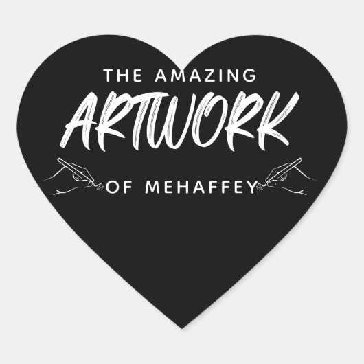 Gepersonaliseerde zwart wit artiest kunstwerk hart sticker (Voorkant)