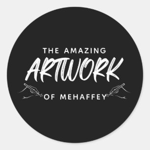 Gepersonaliseerde zwart wit artiest kunstwerk ronde sticker