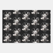 Gepersonaliseerde zwart-wit Axolotl Verjaardag Inpakpapier Vel (Voorkant 2)