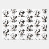 Gepersonaliseerde zwart-wit Axolotl Verjaardag Inpakpapier Vel (Voorkant)