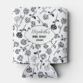 Gepersonaliseerde zwart-wit bloemen bruids Showe Blikjeskoeler (Achterkant)