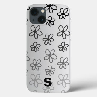 Gepersonaliseerde zwart-wit bloementelefoonhoesje Case-Mate iPhone case