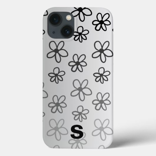 Gepersonaliseerde zwart-wit bloementelefoonhoesje Case-Mate iPhone case (Achterkant)
