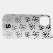 Gepersonaliseerde zwart-wit bloementelefoonhoesje Case-Mate iPhone case (Achterkant (horizontaal))