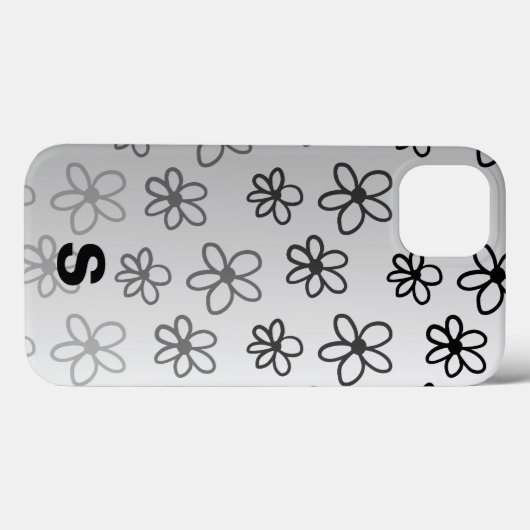 Gepersonaliseerde zwart-wit bloementelefoonhoesje Case-Mate iPhone case (Achterkant (horizontaal))