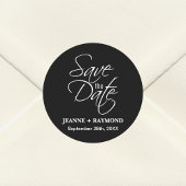 Gepersonaliseerde zwart-wit bruiloft aankondiging ronde sticker