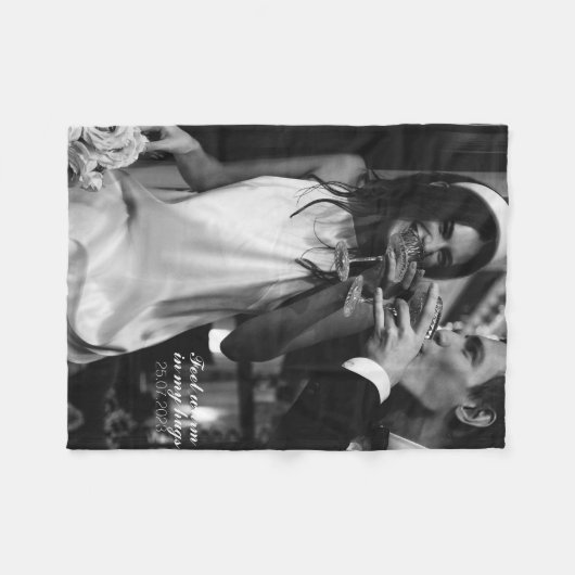 Gepersonaliseerde zwart-wit bruiloft foto deken (Voorkant (Horizontaal))