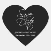 Gepersonaliseerde zwart-wit bruiloft Save the Date Hart Sticker (Voorkant)