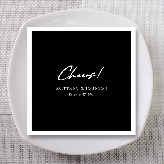 Gepersonaliseerde zwart & wit bruiloft servetten
