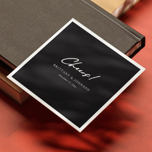 Gepersonaliseerde zwart & wit bruiloft servetten