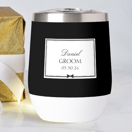 Gepersonaliseerde Zwart-Wit Eenvoudige Bowtie Groo