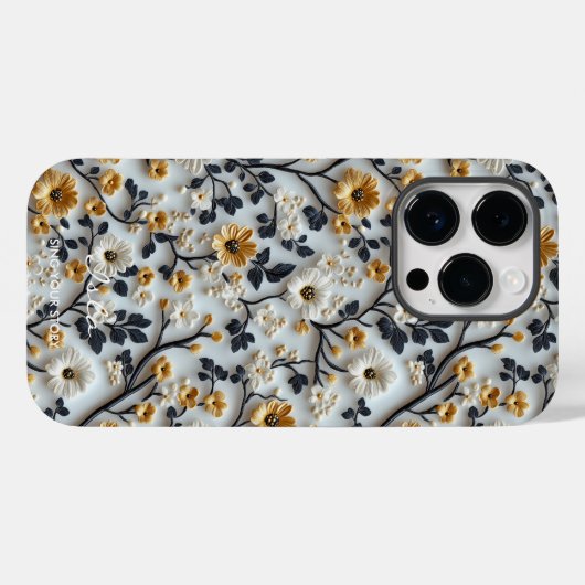 Gepersonaliseerde zwart, wit en goud geborduurd Case-Mate iPhone case (Achterkant (horizontaal))