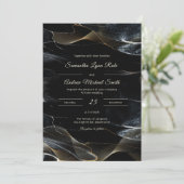 Gepersonaliseerde zwart wit en gouden bruiloft kaart (Staand voorkant)