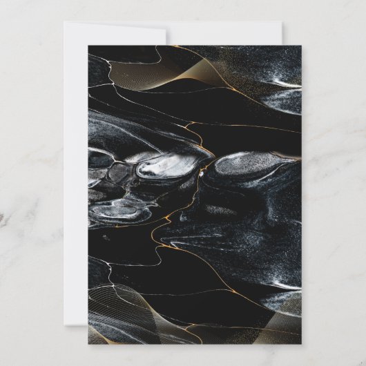 Gepersonaliseerde zwart wit en gouden bruiloft kaart (Achterkant)