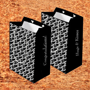 Gepersonaliseerde zwart-wit felicitaties bruiloft medium cadeauzakje