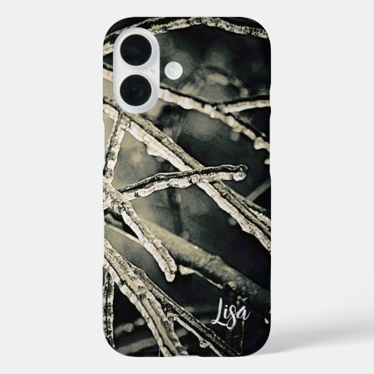 Gepersonaliseerde zwart-wit filialen iPhone Case (Achterkant)