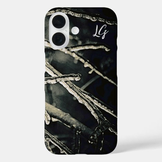 Gepersonaliseerde zwart-wit filialen iPhone Case (Achterkant)