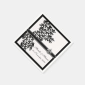 Gepersonaliseerde Zwart Wit Fleur de Lis Damask St Servet (Hoek)