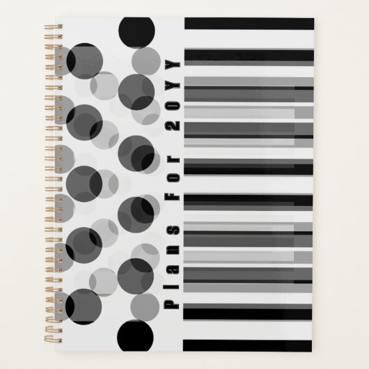 Gepersonaliseerde zwart-wit geïnspireerde geometri planner (Voorkant)