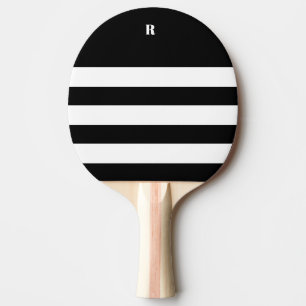 Gepersonaliseerde zwart-wit gestreepte Canvas tas Tafeltennisbatje