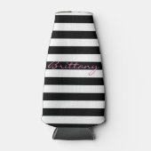 Gepersonaliseerde zwart-wit gestreepte fles koeler (Voorkant)