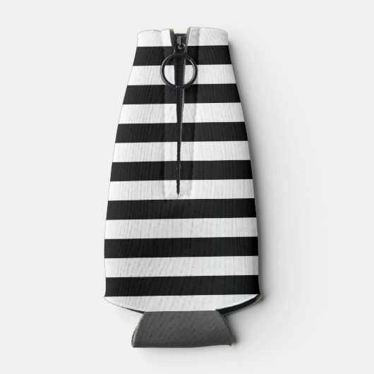 Gepersonaliseerde zwart-wit gestreepte fles koeler (Achterkant)