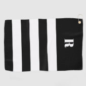Gepersonaliseerde zwart-wit gestreepte golfhanddoek (Horizontaal)