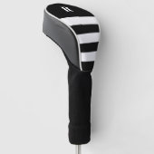 Gepersonaliseerde zwart-wit gestreepte golfheadcover (Schuin)