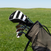 Gepersonaliseerde zwart-wit gestreepte golfheadcover (Insitu)