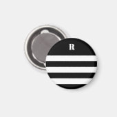 Gepersonaliseerde zwart-wit gestreepte magneet (Voorkant / Achterkant)