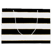Gepersonaliseerde zwart-wit gestreepte Roos horten Large Cadeautasje (Achterkant)