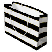 Gepersonaliseerde zwart-wit gestreepte Roos horten Large Cadeautasje (Achterkant Gekanteld)