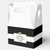 Gepersonaliseerde zwart wit goud hart bruiloft bedankdoosjes (Geopend)