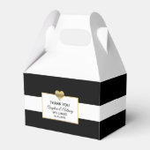 Gepersonaliseerde zwart wit goud hart bruiloft bedankdoosjes (Voorkant Zijde)