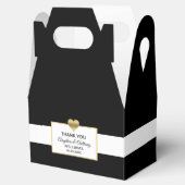 Gepersonaliseerde zwart wit goud hart bruiloft bedankdoosjes (Geopend)