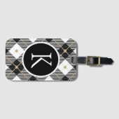 Gepersonaliseerde zwart-wit-goudspeldenmakerij bagagelabel (Voorkant (horizontaal))