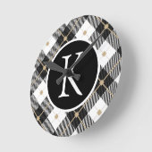 Gepersonaliseerde zwart-wit-goudspeldenmakerij ronde klok (Hoek)