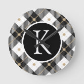 Gepersonaliseerde zwart-wit-goudspeldenmakerij ronde klok (Voorkant)