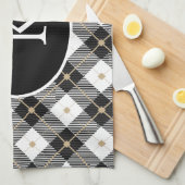 Gepersonaliseerde zwart-wit-goudspeldenmakerij theedoek (Quarter Fold)