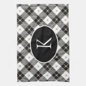 Gepersonaliseerde zwart-wit-goudspeldenmakerij theedoek (Verticaal)