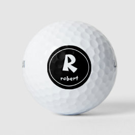 Gepersonaliseerde zwart-wit Initiaal monogam naam Golfballen
