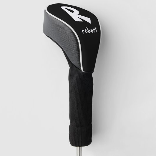 Gepersonaliseerde zwart-wit Initiaal monogam naam Golfheadcover (Schuin)