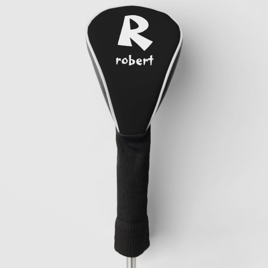 Gepersonaliseerde zwart-wit Initiaal monogam naam Golfheadcover (Voorkant)