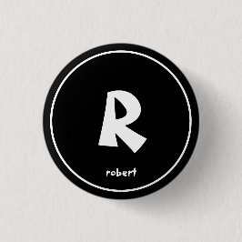 Gepersonaliseerde zwart-wit Initiaal monogam naam Ronde Button 3,2 Cm