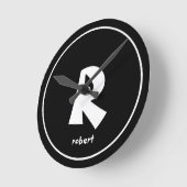 Gepersonaliseerde zwart-wit Initiaal monogam naam Ronde Klok (Hoek)